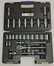 EXPERT E034841, 26 Pc. 1/2" Drive 12 PT, SAE Socket Set w/case