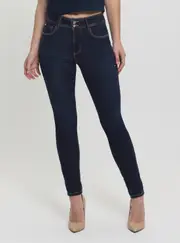 GUESS Women's High-Rise Skinny Shape Up Denim Jeans In Dark Wash Size: 30, Spandex