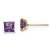 14k 14kt Yellow Gold Madi K Amethyst 5mm Square Post Earrings