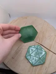 Set of 2 Warped D20s Resin Art Green D20 Imperfect Dice Flat Charms TTRPG Craft