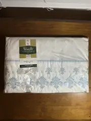 Wamsutta Lustercale Blue Crowning Touch Double Full Flat Bed Sheet 81X108 VTG