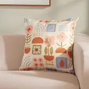 Roselli Trading Scandi Fun Embroidered Print Decorative Pillow, 20 x 20