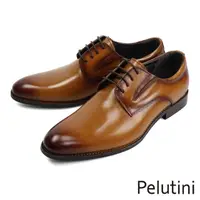 在飛比找momo購物網優惠-【Pelutini】素面漸層質感紳士德比鞋 棕色(PE288