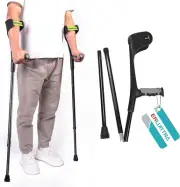 Forearm Crutches for Adults, 2 Pcs, Adjustable Arm Crutch with Elbow Strap, Port