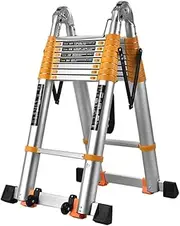 Telescoping Ladder Multi-Purpose Aluminium Portable Telescopic Ladder DIY Extendable A-Frame Ladder Extension, Capacity 150kg/330lb KeYJ