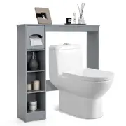Giantex Over Toilet Storage Cabinet Bathroom Space Saver Toilet Shelf w/Paper Holder Grey