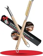 [Senwosa] Pizza Oven & Stone Brush with Scraper, Turning Fork & Bubble Popper Bundle - Essential Accessories & Tools for Any Pizza Oven