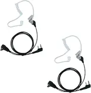 Caroo Covert Acoustic Tube Earpiece Headset with PTT Mic Compatible with Baofeng UV-5R BF-888S BF-F8HP BF-F9 UV-82 UV-82HP UV-82C Kenwood Walkie Talkies Two Way Radio 2 pin(2 Pack)