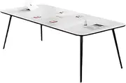 HOLGVE Small Conference Room Table, 62.9L X 31.4Win Meeting Desk, for 4 People, Metal Frame, Office Computer Table