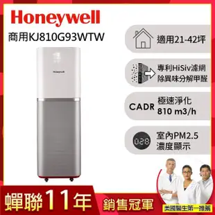 【VIP專屬★美國Honeywell】智能商用級空氣清淨機KJ810G93WTW(適用21-42坪)