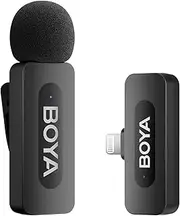 Boya by-V1 Wireless Plug-in Microphone 100m Range Compatible with iPhone and iPad Ideal for Mobile Recording, Podcasts and Social Media Apps Such as YouTube and TikTok