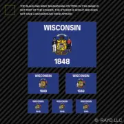 6 pcs Assorted Wisconsin Flag Sticker Set of Self Adhesive Premium Vinyl WI