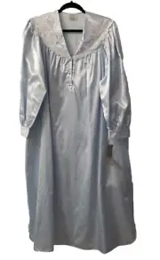 NEW Vintage Appel Fleece Housecoat Nightgown Robe Light Blue Soft Size L
