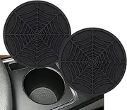 Gmngis Car Cup Holder Coaster, 2 Pack Universal Auto Anti Slip Cup Holder Insert Ornaments Coaster, Durable, Suitable for Most Car Interior Accessories (Black-Spider Web) Gmngis