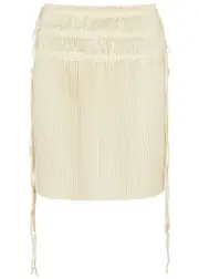 Helmut Lang Pleated Satin Mini Skirt - Ivory - S/M (UK10-12 / M) S/M (UK10-12 / M)