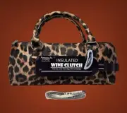 Primeware Leopard Print Insulated Thermal Wine Clutch Bag w/Corkscrew NEW