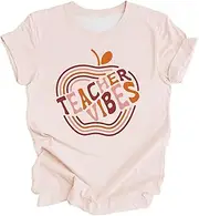 [Generic] Womens Shirts Women: First Day of School Shirt Teacher's Back to School Outfit Graphic Tee Tall Shirts for Women