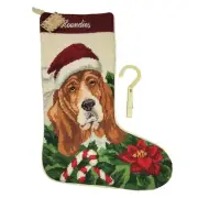 Vintage Christmas Stocking Monogrammed Basset Hound By Charles Keith NEW