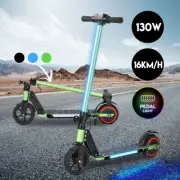Electric Scooter 130W 16KM/H 8KM LED Glowing Foldable Portable Ride Kids Teen