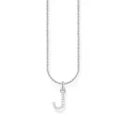 Genuine THOMAS SABO Necklace with letter pendant J and white zirconia - silver