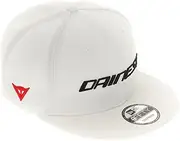 Dainese - 9Fifty Wool Snapback Cap, Men's Baseball Hat with Flat Visor, Summer Motorbike Cap with Embossed Logo, Adjustable Rear Closure, White