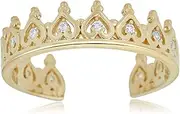 [AVORA] 10K Yellow Gold Adjustable Crown Toe Ring with Simulated Diamond CZ, mm, Yellow Gold, Cubic Zirconia