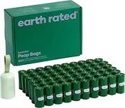 Earth Rated Dog Poo Bags, 900 Extra Thick and Strong Biodegradable Poo Bags for Dogs, Guaranteed Leak-proof, Lavender-scented, 60 Rolls, 15 Doggy Bags Per Roll, Includes 2 Dispensers for Dog Leads