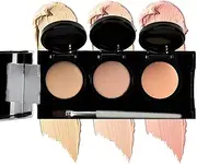 Full Coverage Concealer Cream by Dermaflage, 3 in 1 Pro Concealer Palette, Waterproof Face & Body Concealer, Blendable Formula for Perfect Match. 3 Colors + Concealer Brush, 6.9g/.24oz (Light)