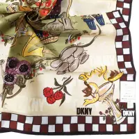 在飛比找momo購物網優惠-【DKNY】樂活田園手繪風方格純綿帕巾領巾(咖啡色)