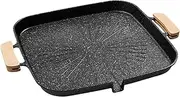 Portable Cooking Pan | Camping Grill Pan | Nonstick Frying Pan | Easy-Clean Grill Pan, Built-in Grease Drain Pan, Square Grill Plate for Camping Field Barbecue and Outdoor