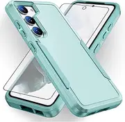 [Asuwish] Phone Case for Samsung Galaxy S23 5G with Tempered Glass Screen Protector Cover and Slim Thin Hybrid Full Body Protective Cell Accessories S 23 23S GS23 G5 SM-S911U 6.1 inch Women Men Green