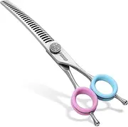 Professional Curved Natural Chunkers Dog Grooming Scissors 7.5'' Curved Comb Thinning Shears for Dogs Pet 30 Teeth Japan VG10 Sharp and Durable