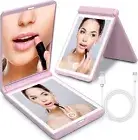 [2023 Newest] Rechargeable Travel Mirror with Light, 1X/3X LED Magnification
