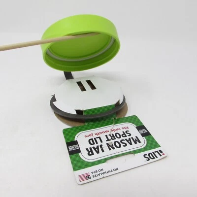 iLids Green Mason Jar Lid Fits Wide Mouth Jars On-The-Go Leak Proof Drink NEW