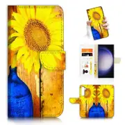 ( For Samsung A54 ) Wallet Flip Case Cover AJ24413 Sunflower Paining