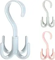 SKLLKAGI Closet Hanging Organizer 360 Degree Swivel Hooks (Pack of 3) for Hanging Belts, Ties, Bags, Purses, Scarves, Clothes and More. Easy Installation, no Drilling Required, Space Saving.
