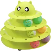 Cat Toy, 3-Tier Turntable, Ball with Six Colorful Balls, Fun Interactive Toy for Kittens, Brain Exercise (green)