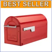 Stylish Post-Mount Boulder Mailbox in Eye-Catching Red with Security Baffle