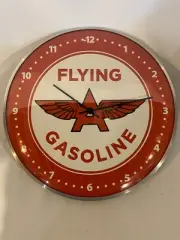 Vintage style FLYING A Gas and oil Round CLOCK 12 INCH NEW with GLASS FACE