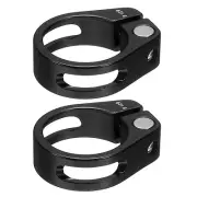 2pcs Bike Seat Post Clamp 31.8mm Bicycle Locking Ring with M4 Hex Screw, Black