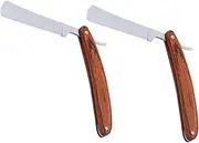 FOMIYES Razor Men's Shaving Tool 2pcs Vintage Beard Shaver Wood Handle Safe Barber Razor Hair Salon Shaver