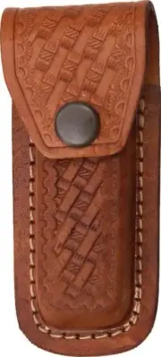 Leather Sheath Basketweave Brown for Folding Knives 3.5" to 4" Closed SH1131