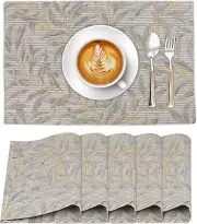Ruvanti Placemats 100% Cotton 13x19 Inch, Dining Table Placemats Set of 6,