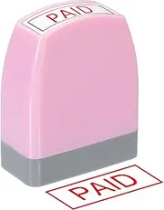 uxcell Paid Notice Stamp Self Inking, Red Ink Office Stamps Pre Inked Message Stamp Refillable Business Stamp, Pink
