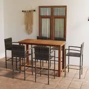 7 Piece Garden Bar Set Grey vidaXL