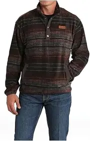 Cinch Men's Polar Fleece Brown Striped Pullover