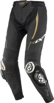 Ixon Vortex 3 Ladies Motorcycle Leather Pants, black-gold, Size M for Women Black Gold