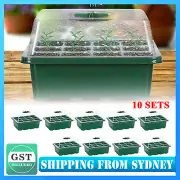 12 Hole Plant Seeds Grow Box Propagation Nursery Seedling Starter Tray 10 Sets