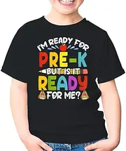 [SDVN] Im Ready for Pre K First Day of School Unisex Kids Shirt Gift Boy Girl Youth T-Shirt (Black;L)