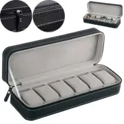 6 Slots Watch Box Storage Zipper Collect Travel Organiser Holder Case Women Man